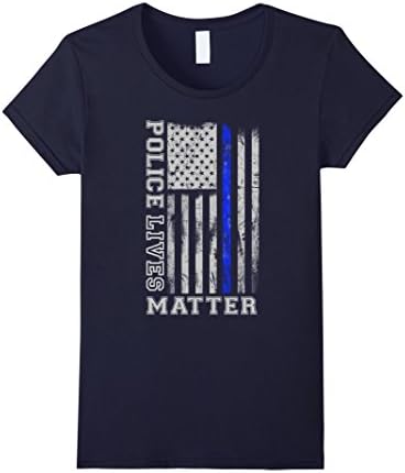 Women's Police Blue Lives Matter Flag American Men Women T-shirt Large Navy