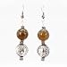 Round Agate Gemstone Bead and Sterling Silver Dangle Earrings, #7507