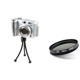 Everydaysource 46Mm Cpl Filter Circular Polarizer With Mini Retractable TriPod Compatible With 46Mm Lens Cameras