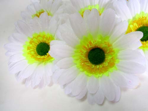 (12) BIG Silk White Gerbera Daisy Flower Heads , Gerber Daisies - 3.5