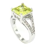 Classic Ring w/prong-set Peridot CZ & pavé White CZs