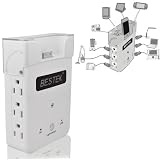 BESTEK 1875W USB Wall Charging Station & outlet splitter wall socket ac supply power adapter wall plug plate wall mounted usb surge protector strip power dock charger ac adapter home charger power switch usb charger cell phone ipod charger dock iphone 4s ipad tablet laptops blackberry samsung galaxy mp3 htc pda kindle fire MRJ1870
