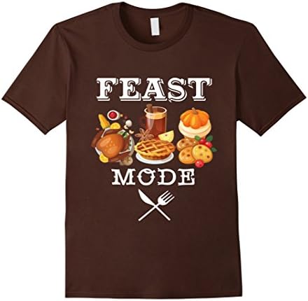 Men's Feast Mode Funny Thanksgiving Food Beast T-shirt 2XL Brown