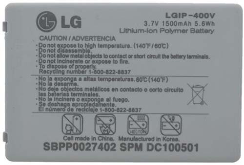 LG SBPP0027402 LGIP-400V Battery SBPP0027402 Ally Fathom Original OEM - Non-Retail Packaging - White LG SBPP0027402 LGIP-400V Battery SBPP0027402 Ally Fathom Original OEM - Non-Retail Packaging - White