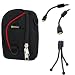 Evecase Pouch Nylon Case with Detachable Carry Strap + Mini HDMI Cable + Black Mini Tripod for Canon PowerShot G15, SX160 IS, D20, SX260 HS, SX280 HS; FujiFilm FinePix F850EXR, F900EXR, F800EXR, F660EXR, F750EXR, F770EXR; Nikon COOLPIX A, S9050, S9200, S9300, S6400, S6300, L610