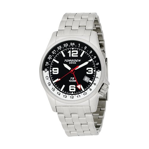 Torgoen Swiss Men's T05203 Dual-Time Zone Stainless Steel Watch