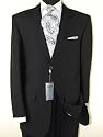 Signature Collection Italian Men's Suit 2 Button Flat Front Pants Merino Wool 140s Year Round Use Business Suit JET Black