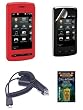 Cell Phone Accessories Bundle for AT&T LG VU CU920, CU915 (Includes; Red Silicone Rubber Soft Case, Rapid Car Charger, Custom Full Screen Protector, Generation X Antenna Booster)