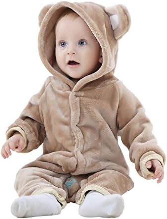 Mycloth IDGIRL Baby Girl Boy Bear Animal Style Flannel Romper Pajamas Jumpsuit (4-6months, Brown)