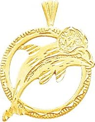 14K Gold NFL Miami Dolphins Logo Charm Diamond Cut