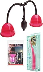Doc Johnson Breast Pump and Pussy Pump and Waterproof Pink Pocket Rocket Sex Toy Kit - 3 Pack