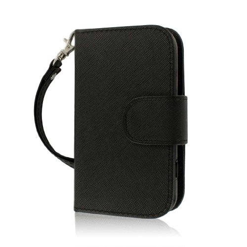 MPERO Samsung Galaxy Rush Wallet Case, [Flex Flip] Cover with Card Slots and Wrist Strap (Black)