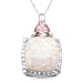 Sterling Silver Created Opal with Created Trillion-Cut Pink Sapphire and Diamond Accent Pendant, 18"