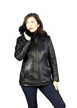 Tibor Design Women's 3/4 Fur-Trimmed Hooded Jacket