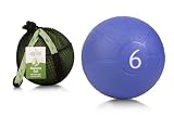 6 lb Periwinkle Blue Rubberized Medicine Ball in Form Fitted Black Mesh Ball Bag