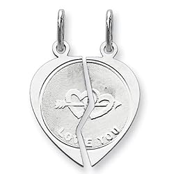 Sterling Silver 2-piece I Love You Disc Charm Pendant