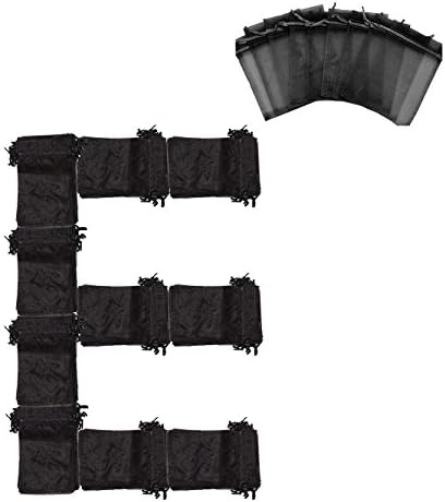Enriko 4x6" Organza Drawstring Pouch Bags for Jewelry Accessory Wedding Gift Candy (100 pcs, Black)