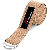 ProSource Metal D-Ring Yoga Strap 8' Durable Cotton for Stretching and Flexibility