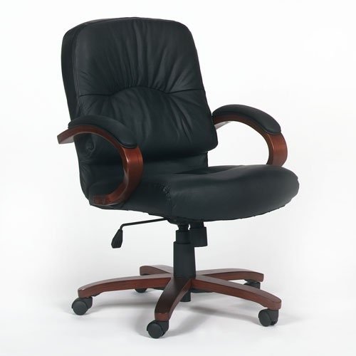 Elegant Cherry Wood Finish Series Executive Leather Mid Back Swivel Chair (OSPWD5671)