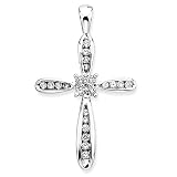 10K White Gold 1/4 ct. Diamond Channel Set Cross Pendant with Chain