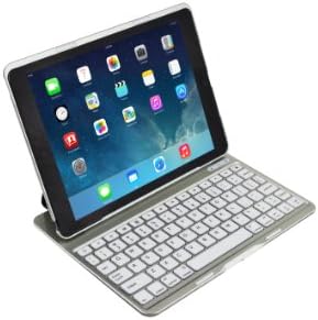 BoxCave iPad Air Ultrathin Wireless Bluetooth Keyboard Folio Leather Smart Cover Case Stand for iPad Air / iPad 5 / iPad 5th Gen with Ritina Display / the Power of Lightness (Silver)