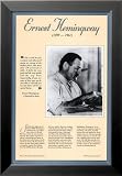 American Authors of the 20th Century - Ernest Hemingway Education Framed Art Poster Print, 13x19