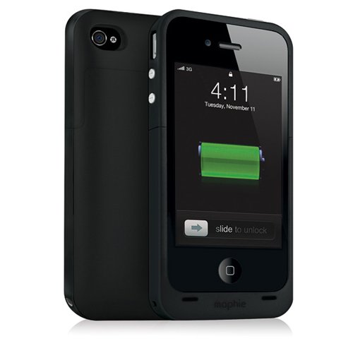 Mophie Juice Pack Plus Case and Rechargeable Battery for iPhone 4 & 4S Retail Packaging (Black)