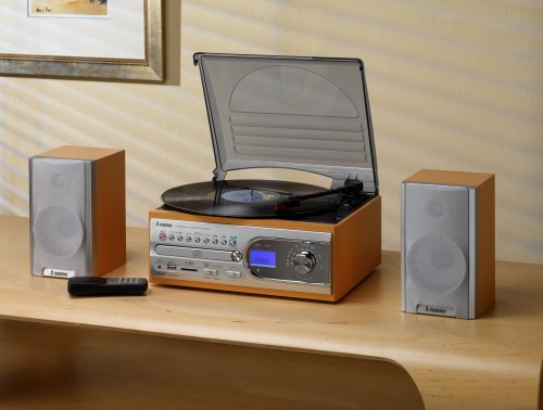 Childrens Toyshop  Electronics : Transfer Vinyl to MP3/USB Convert 4-in-1 Music Centre with turntable record player/CD/Radio Light Wood Colour