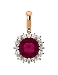10K Rose Gold 8.00x8.00mm Antique Cushion Cut Rhodolite Garnet and Diamond Pendant -- LIFETIME WARRANTY