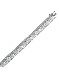 14K Sterling Silver Rhodium Plated Fancy Diamond Cut Flat Bracelet