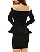 Allegra K Women Off Shoulder Long Sleeves Slim Fit Peplum Top