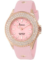 Freelook Womens HA9036RG-5P Aquajelly Pink With Rose Gold Case Swarovskiov Bezel Watch