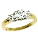 14k Two-Tone 3 Stone 1 Ct Diamond Ring - Size 7.0