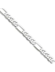 5mm, 14 Karat White Gold, Flat Figaro Chain - 24 inch