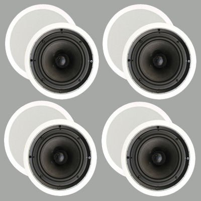 4 New Pairs of 6.5 In Ceiling Surround Sound HD Home Theater Round Kevlar Speakers 4TS65C