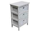 3 Drawer Rustic White Wash White Abaca Storage Rack / Rattan Storage Unit