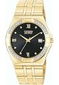 Citizen BM0722-57E Men's Eco Drive 28 Diamonds Gold Plated Stainless Steel Bracelet Blk Dial Watch