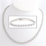  : 12 Carat CZ Silver Necklace and Tennis Bracelet Gift Set