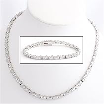 12 Carat CZ Silver Necklace and Tennis Bracelet Gift Set