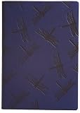 Navy Embossed Dragonfly Leather Journal - Lined Pages, 6x8