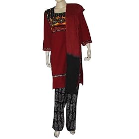 Indian Salwar Suit Printed Embroidered Cotton Womens Casual Clothes Size S (slk421)