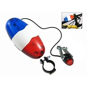  Police 4-Melody Bicycle Power Horn Siren with 6-LED Red Flashing and Mount