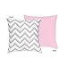 Sweet Jojo Designs Pink and Gray Chevron Zig Zag Decorative Accent Throw Pillow