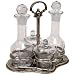 Cut Glass Condiment Set with Antique Silver Stand