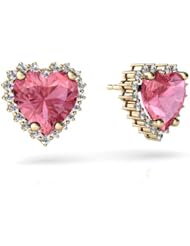Created Pink Sapphire 14kt Yellow Gold Earrings
