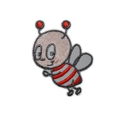 Biene 4,6 cm * 6,2 cm B�GELBILD AUFN�HER APPLIKATION Kinder Insekt K�fer F�gel gestreift Tier Baby rot orange wei� Patch