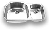 Yosemite Home Decor MAG3720 18-Gauge Stainless Steel Undermount Double-Bowl Sink, 37-5/8-by-20-7/8-by-7-Inch, 9-Inch Left, Satin