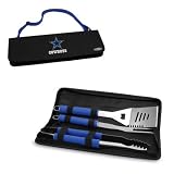 Metro BBQ Tote - Dallas Cowboys - The Metro BBQ Tote stands out among other portable barbecue tool set. It's a 3-piece BBQ tool set with gray silicone handles in an attractive black polyester zip-up case with an adjustable black shoulder strap. It inclu