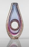 Glass Pink & Blue Sommerso Vase with Colorful Crystals 100% Handblown Art X707