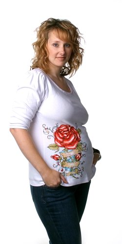 Long Sleeve Rose Tattoo Maternity Tee